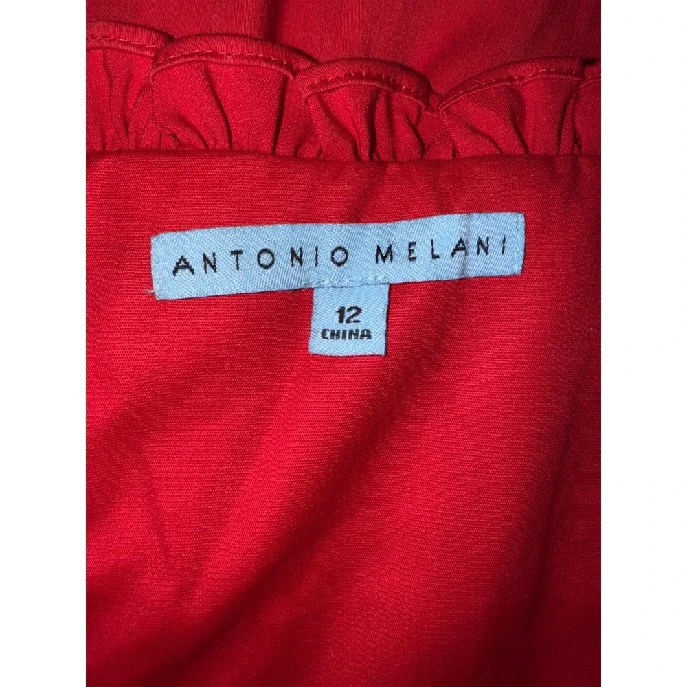 Antonio Melani Taylor Stretch Red Peplum Waist Cotton‎ Sateen Midi Dress Size 12 - Picture 6 of 8